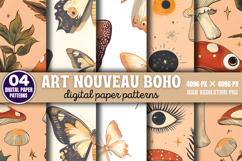 Art Nouveau Boho Pattern Digital Paper Background PNG Product Image 1