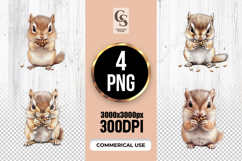 Watercolor Chipmunk Clipart Sublimation PNG Product Image 1