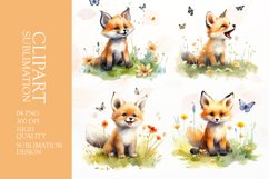 Watercolor cute fox clipart sublimation png Product Image 1
