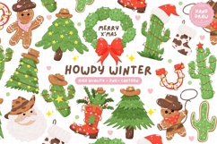 Western Christmas Howdy Winter Clipart Christmas cowboy PNG Product Image 1