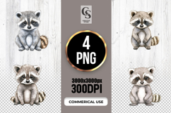 Cute Raccoon Watercolor Clipart Sublimation PNG Product Image 1