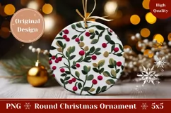 Floral Christmas Gift Tag, Embroidery Christmas Ornament Product Image 1