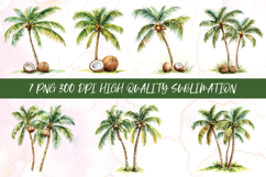 Watercolor tree summer clipart sublimation png Product Image 1