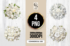 White Rose Floral Bouquet Clipart Sublimation PNG Product Image 1