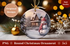 Watercolor Christmas Ornament, Cute Snowman Ornament Design Product Image 1