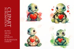 Cute turtle valentine day clipart sublimation png Product Image 1