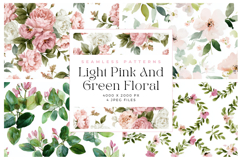 Light Pink And Green Floral Seamless Patterns Product Image 1