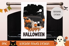 Cartoon Halloween Cats Towel Design, Happy Halloween PNG Product Image 1