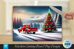 Vintage Truck with Christmas Tree Cutting Board PNG Design Product Image 1