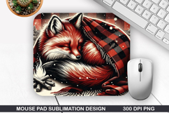 Beautiful Fox Mouse Pad Sublimation, Christmas Mouse Pad PNG Product Image 1