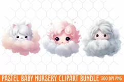 Pastel Baby Nursery Clipart Big, Baby Boy Elephant Clipart Product Image 1