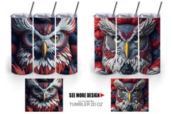 3D Owl American Patriotic Tumbler | 4th Of July Product Image 5