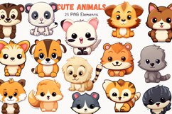 Cute Animals 25 Cliparts Collection Product Image 1