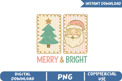 Retro Christmas Santa and Tree Sublimation, Christmas Png Product Image 1