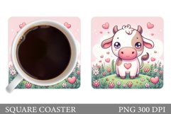 Valentines Cow Coaster Design. Valentines Square Coaster Product Image 1