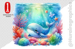 Cute Whale Clipart - PNG File Product Image 2