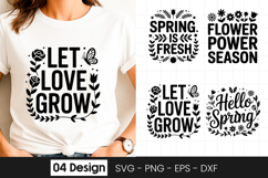 Let Love Grow Floral Quote SVG PNG Product Image 1