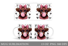 Highland Cow Mug Sublimation. Valentines Mug Wrap Design Product Image 1