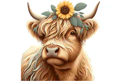 Cute Highland Cow Clipart - PNG File Product Image 1