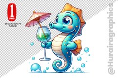 Cute Sea Horse Clipart - PNG File Product Image 1