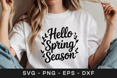 Hello Spring Season Floral Quote SVG PNG Product Image 1