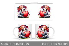Valentines Panda Mug Sublimation. Valentines Mug Design Product Image 1