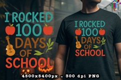 I Rocked 100 Days of School Apple Guitar Sublimation Design Product Image 2