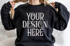 Black Gildan 18000 Mockup, Sweatshirt Crewneck Mockup Product Image 1