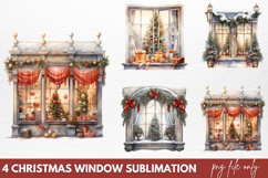 Christmas Window Sublimation Clipart PNG Product Image 1