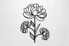 Elegant Continuous Line Peony Flower Embroidery Design Product Image 1