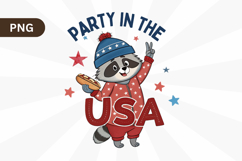 4th of July Party USA Patriotic Raccoon PNG Sublimation Desi Product Image 2