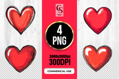 Hand Drawn Red Heart Illustration Clipart Sublimation PNG Product Image 1