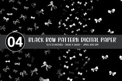 Black Bow Pattern Digital Paper Product Image 1