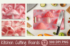 Pink 3D Mushrooms Cutting Boards sublimation Designs Product Image 1