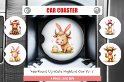 Seasonal Highland Cow Car Coaster Product Image 1