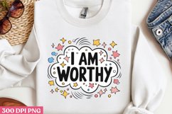 I Am Worthy PNG, Retro Positive Sublimation PNG Product Image 2