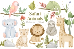 Watercolor Safari Animals Clipart Product Image 1