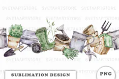 Watercolor Garden Seamless Border png Product Image 1