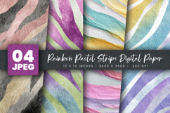 Rainbow Pastel Stripe Digital Paper Product Image 1