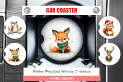 Winter Woodland Animals Car Coaster Product Image 1