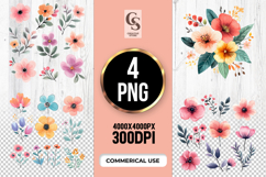 Watercolor Floral Arrangement Clipart Sublimation PNG Product Image 1