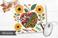 Vibrant Apple Animal Prints and Sunflowers Mouse Pad PNG Product Image 1