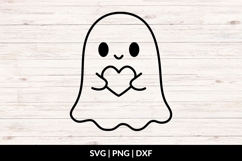 Cute Ghost Holding Heart SVG, Halloween Ghost SVG Product Image 1
