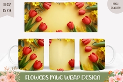 Red Tulips Mug Template, Spring Flowers Mug Sublimation Product Image 1