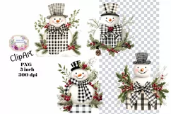 Christmas, Snowman, Ephemera, PNG, watercolor, Clipart Product Image 1