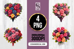 Colorful Rose Bouquet Floral Clipart Sublimation PNG Product Image 1
