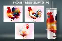 Colorful Chicken 20 OZ Tumbler Sublimation Design PNG Product Image 1
