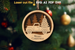 Christmas Ornament Truck SVG laser cut file for Glowforge Product Image 1