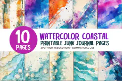 Watercolor Coastal Junk Journal Pages Product Image 1