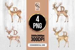 Floral Deer Alphabet Letter D Clipart Sublimation PNG Product Image 1